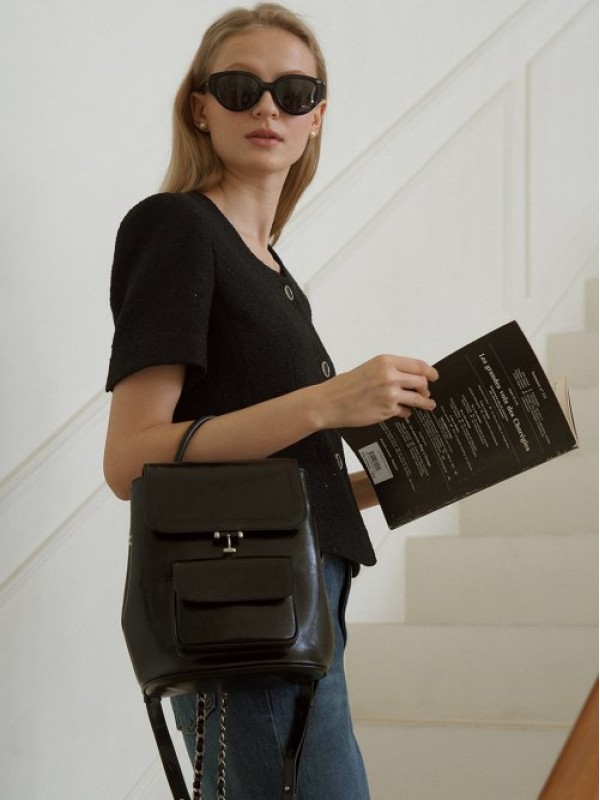 Tilda Chain Backpack Black