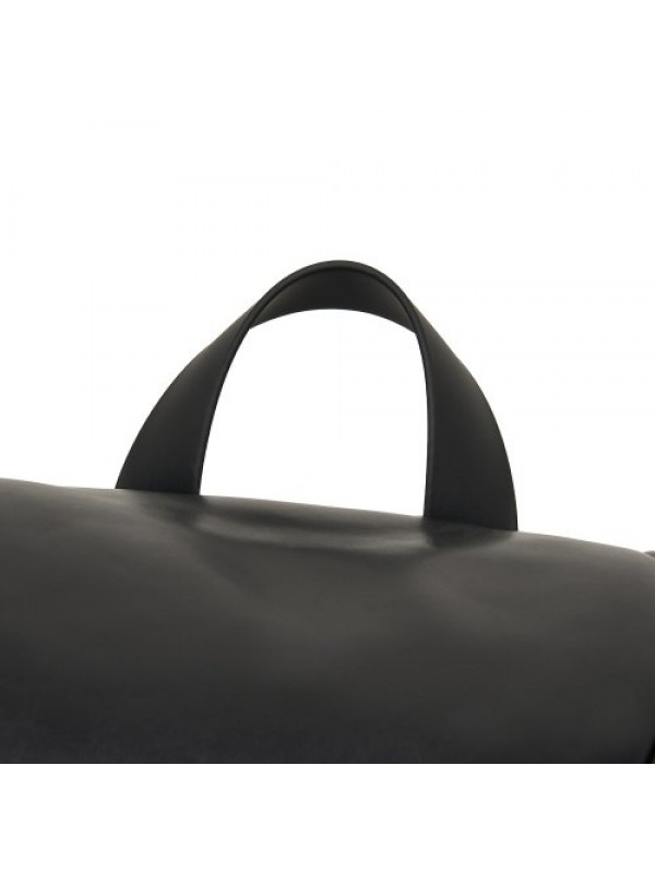 Leather rubbrer logo backpack [black]