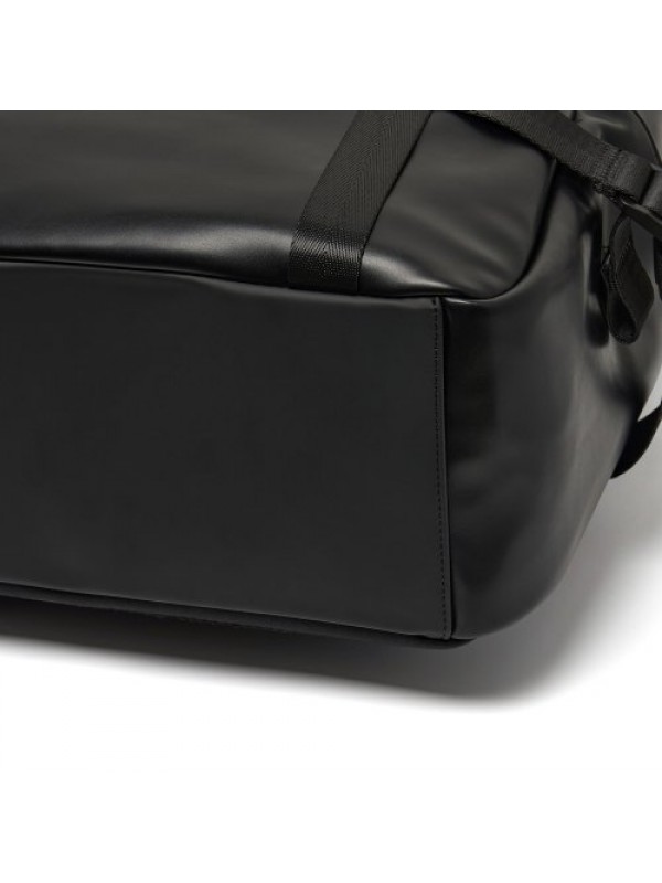 Leather rubbrer logo backpack [black]