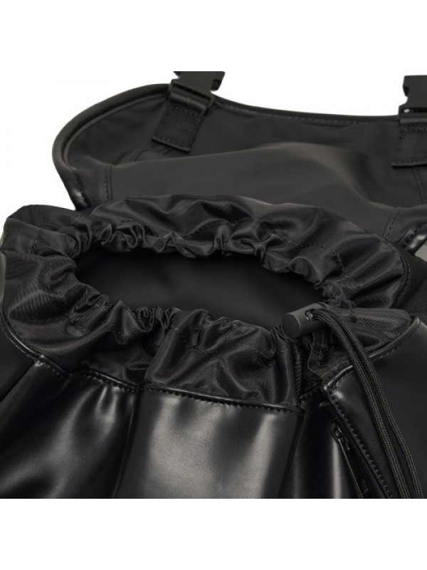 Leather rubbrer logo backpack [black]