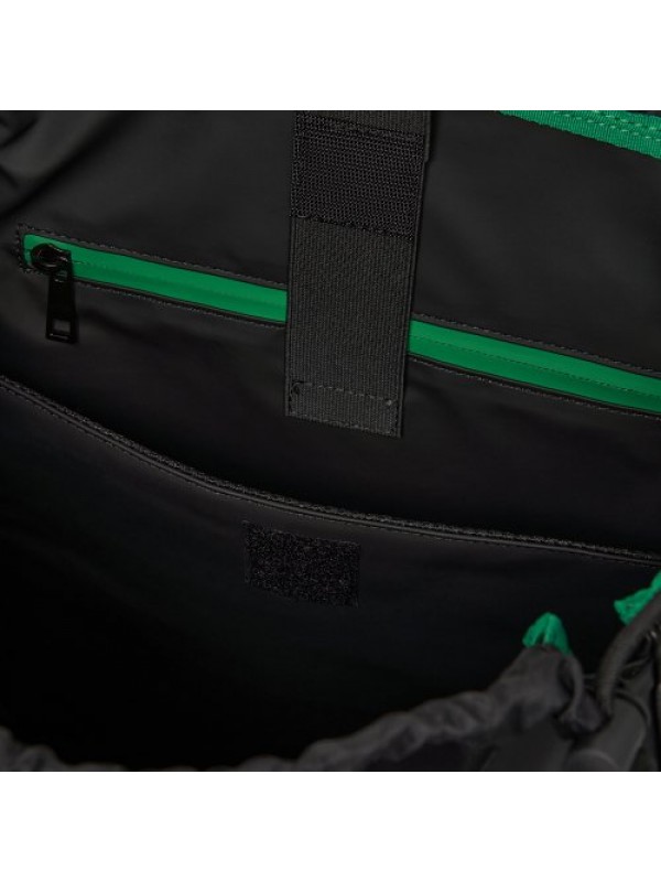 Leather rubbrer logo backpack [black]