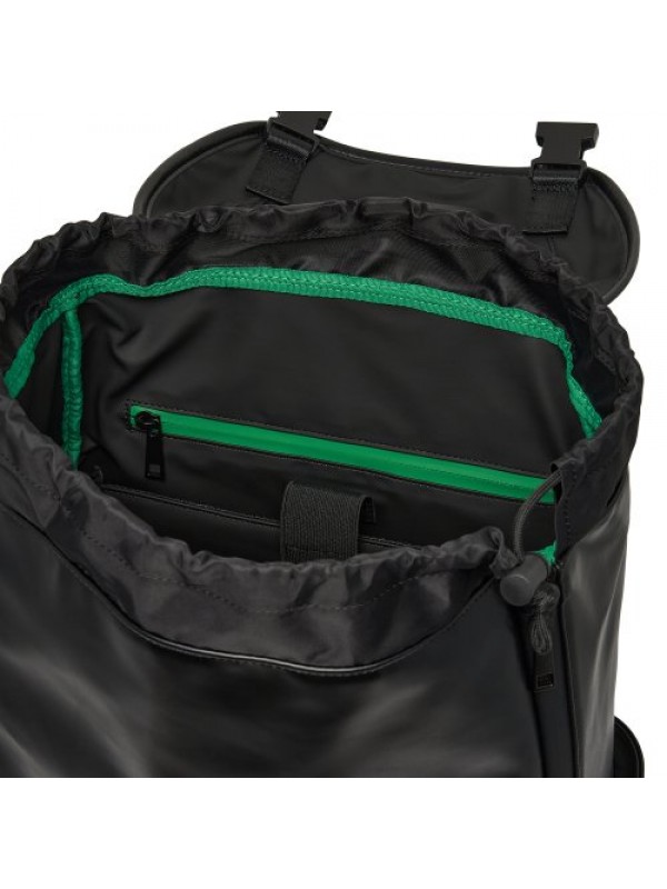 Leather rubbrer logo backpack [black]