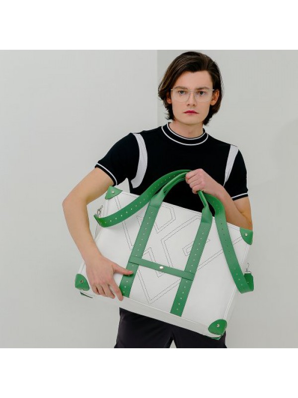 SYMBOL PERFORATED BOSTON BAG
