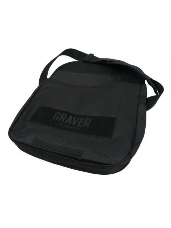 [BAG&ACC] Beanie Dog Embroidery Striper Cross Messenger Bag_Black