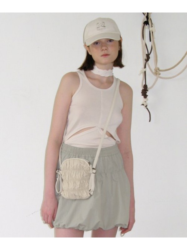 Shirring Crossbody Bag [Cream]